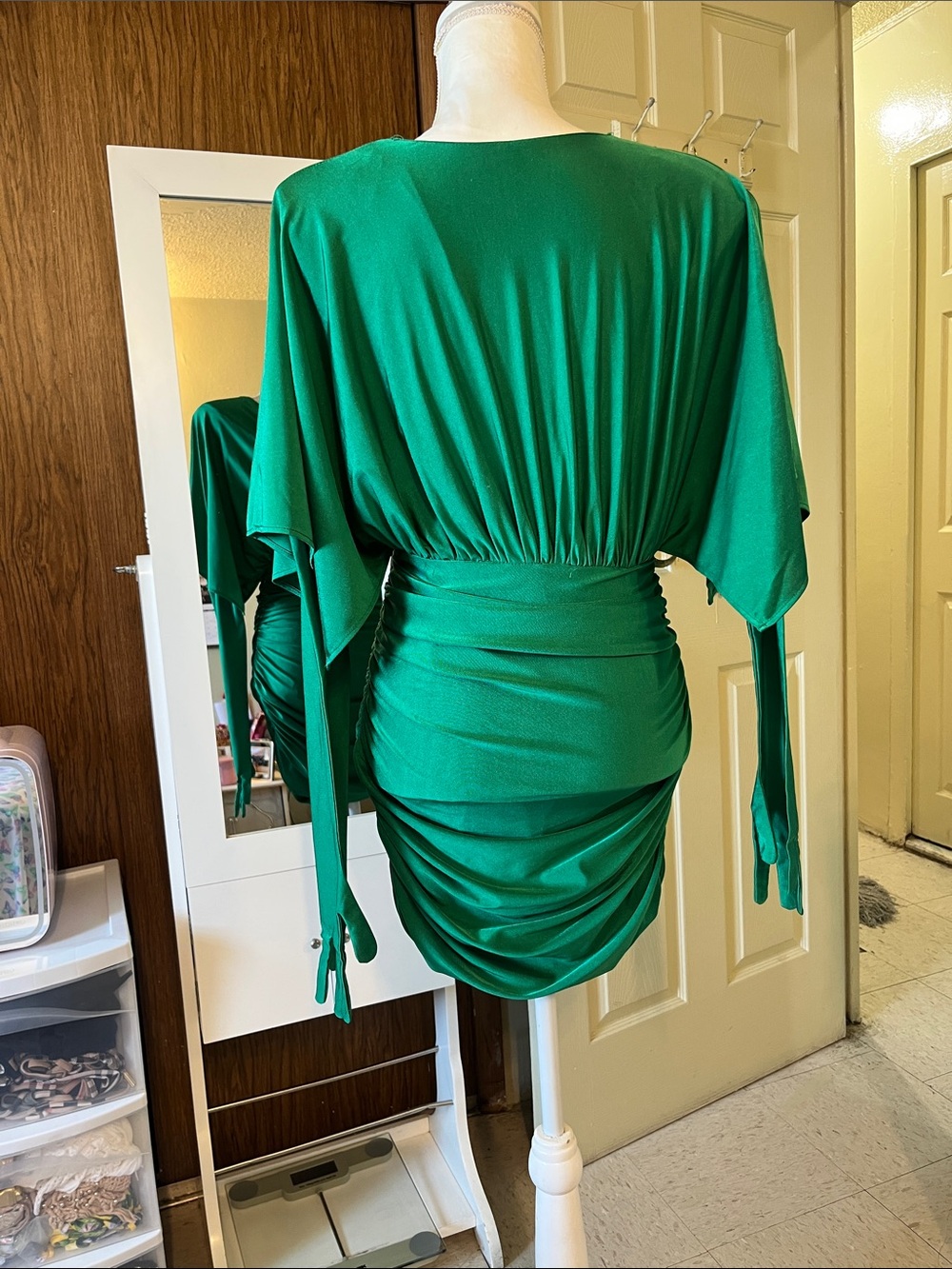 A Classy Chic Boutique Emerald Green Ruched Mini Dress - Picture 5 of 10